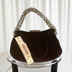 Antonio Melani Purple Velvet Frame Clutch Purse with Antique Silver Hardware NWT